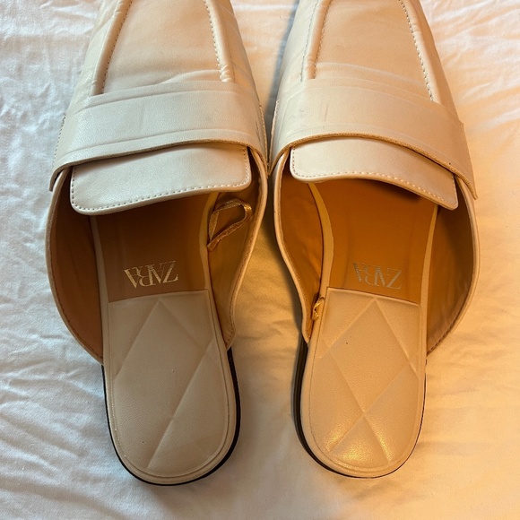 ZARA Beige Square Toe Slip On Mules - Size 39 (US 8.5) - Picture 1 of 6